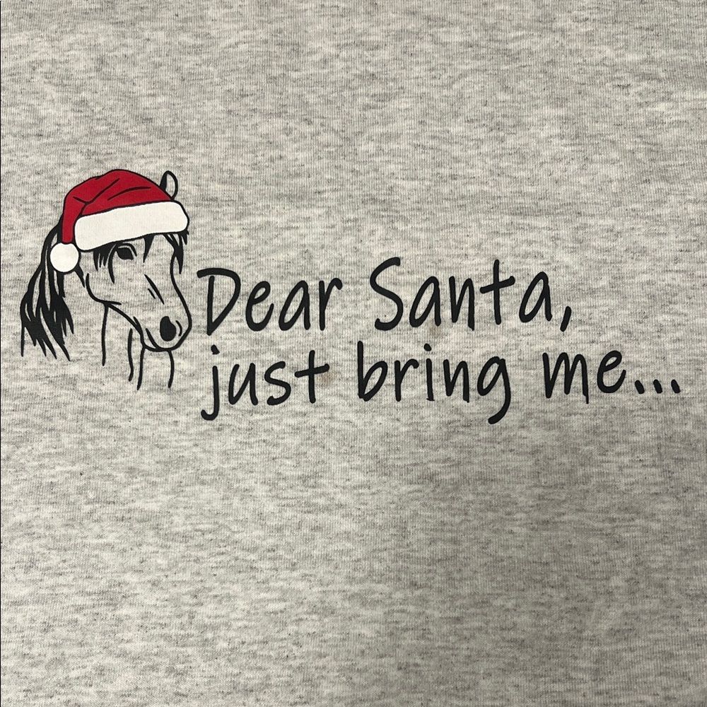 Source Unknown Gray Long Sleeve Tee with Santa Design